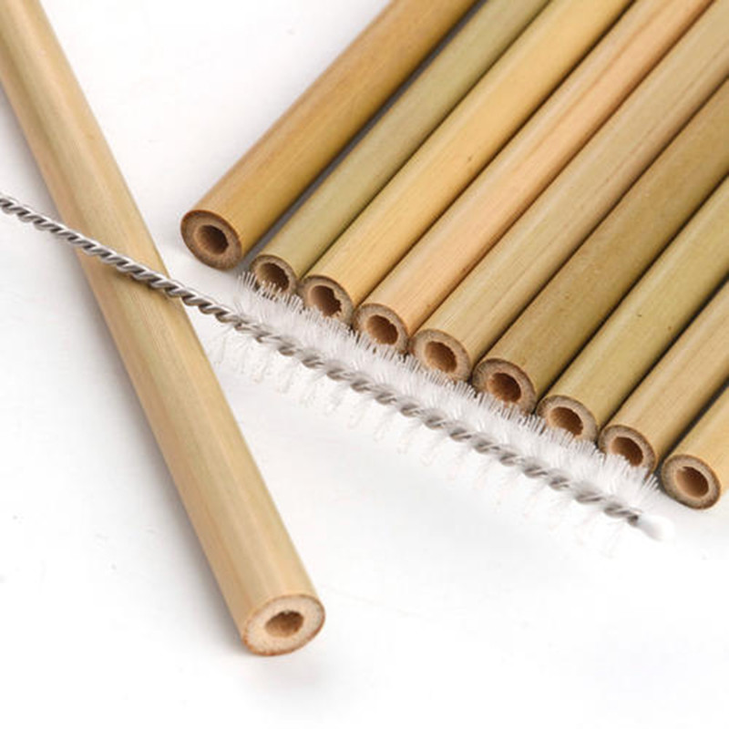 22.5cm Organic Biodegradable Disposable Bamboo Straws Beverage Bubble Boba Tea Drinking Straw