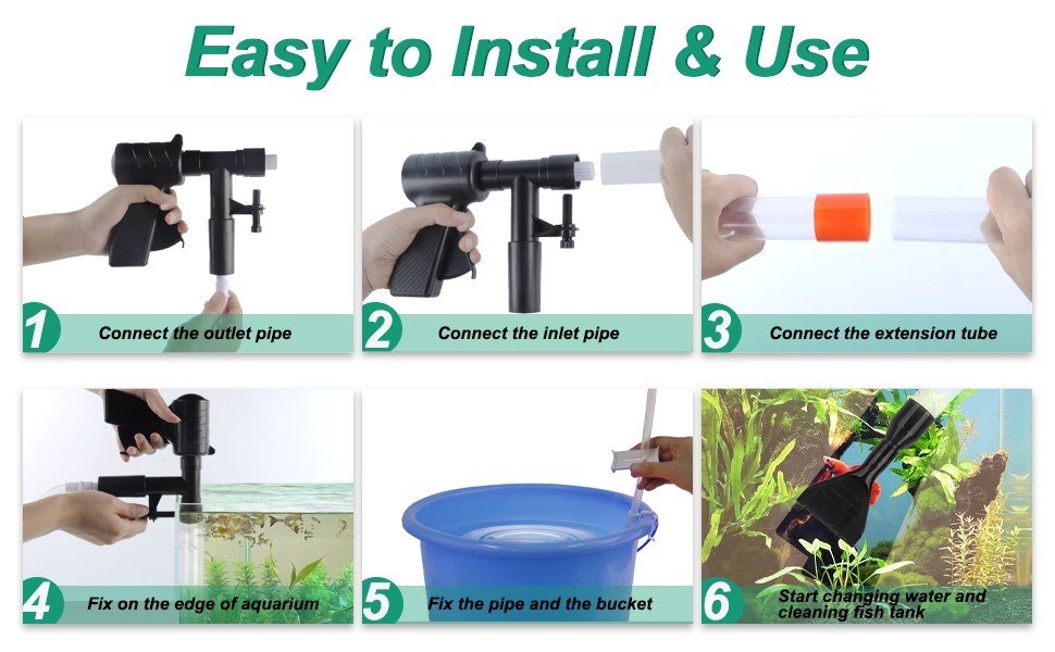 Plastic Fish Tank Gravel Cleaner Aquarium Siphon Vacuum With Algae Scraper Water Flow Controller