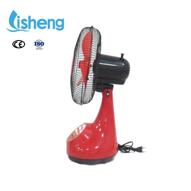 OEM 12v 12 Inch Red Rechargeable Desktop Fan With Lithium Battery And USB LED Light