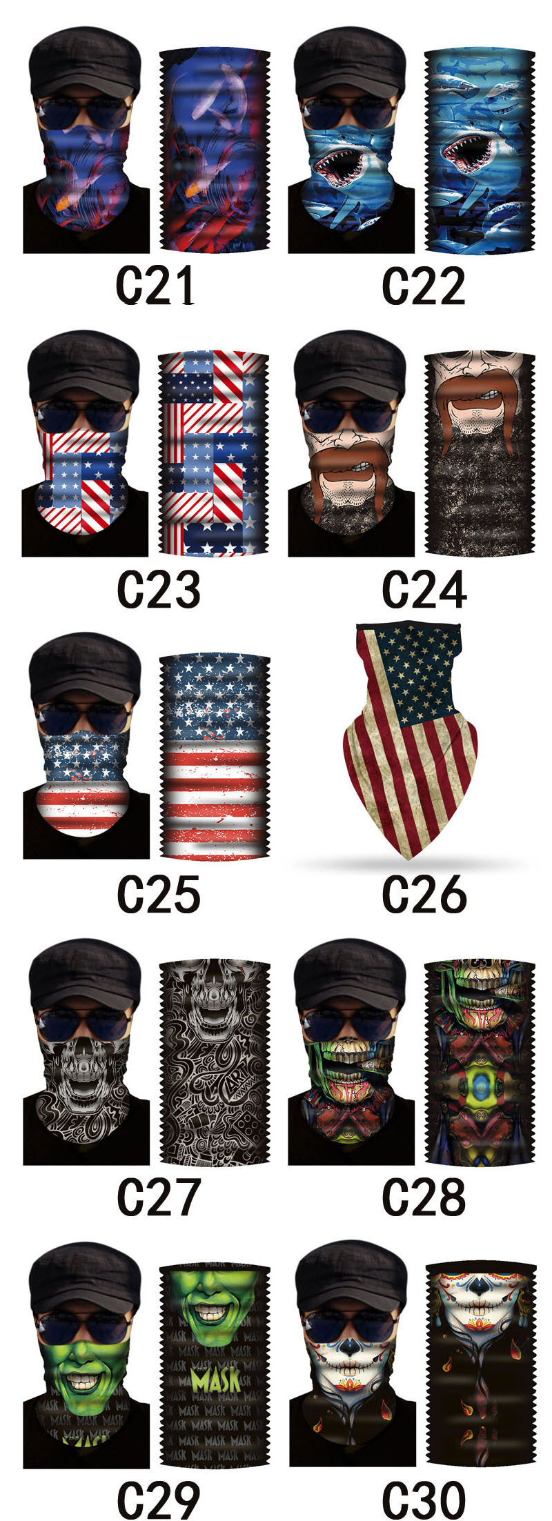 Blue Sublimation Biking Polyester Multifunctional Bandanas