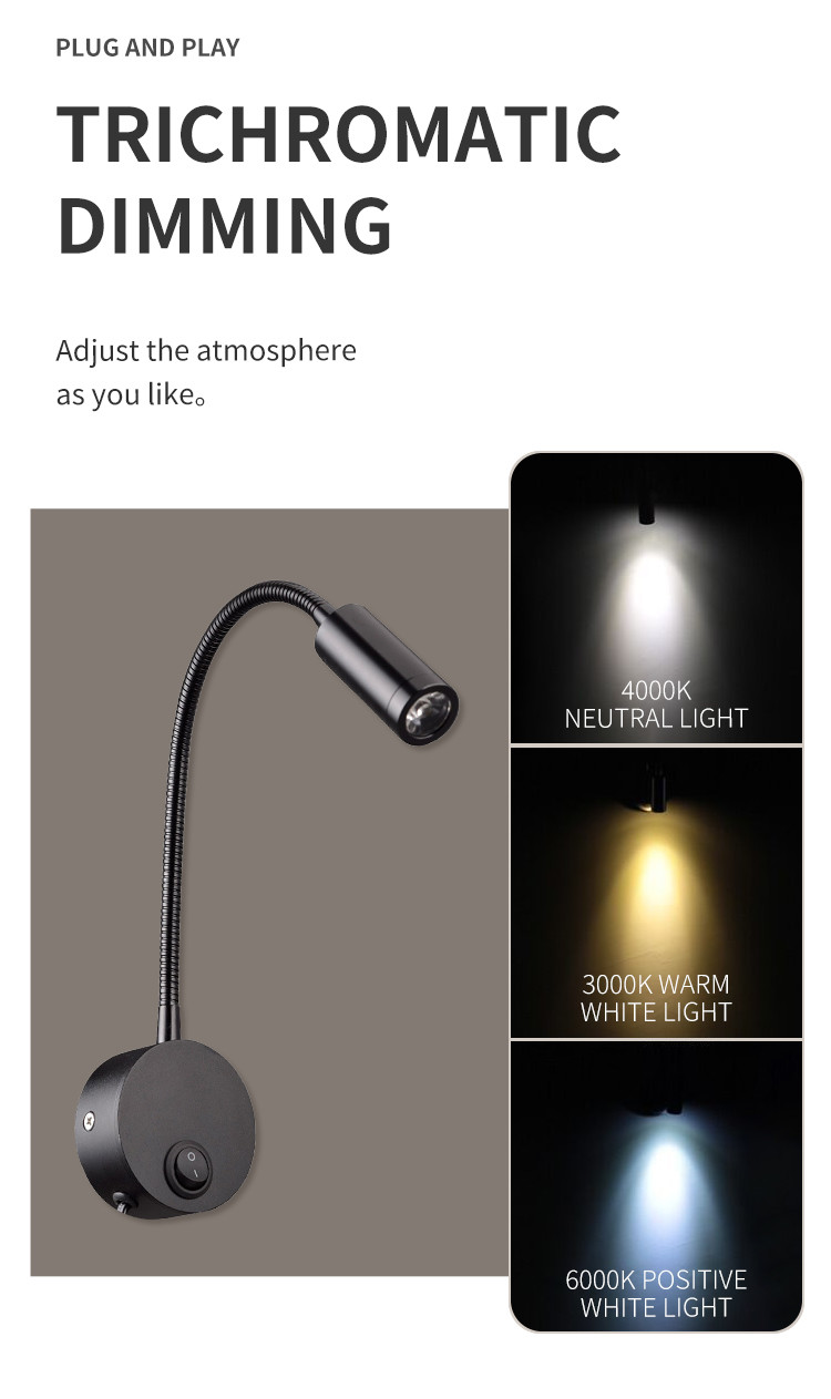 Led hose reading spotlight 220V Anglo American European wall spotlight led hose spotlight plug-in
