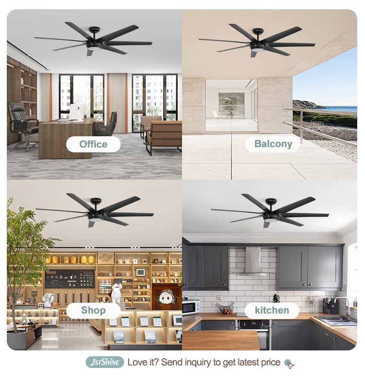 65 Inch 7 ABS Black Blades LED Ceiling Fan with Remote Control and Multicolor Lighting