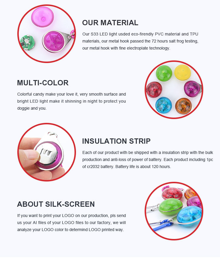 Glowing Clip-on Pet Dog Cat Puppy LED Safety Flashing Light Collar Blinker Circular Pendant
