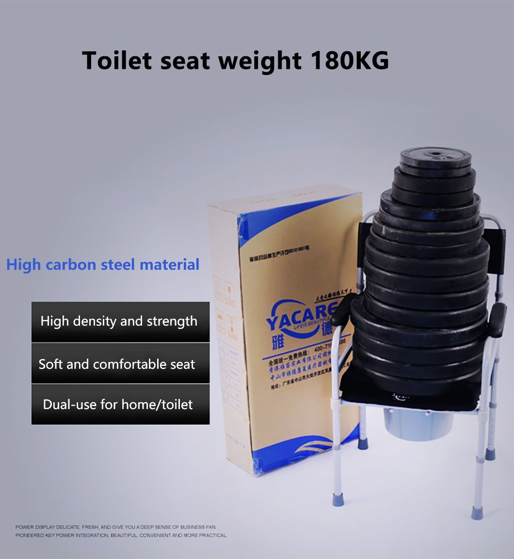 Height Adjustable Commode Toilet Chair Folding Commode Chair for Elderly Disabled