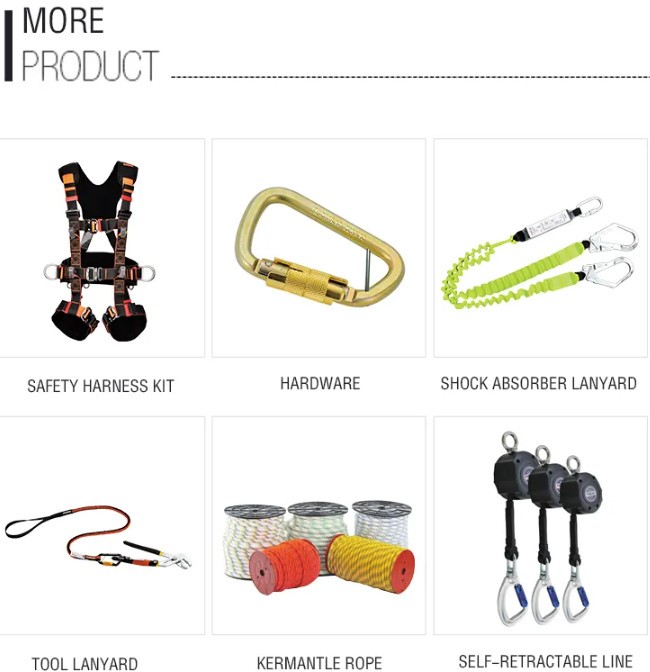 30mm Polyester Double Hooks Adjustable Safety Lanyard Roofing Fall Protection