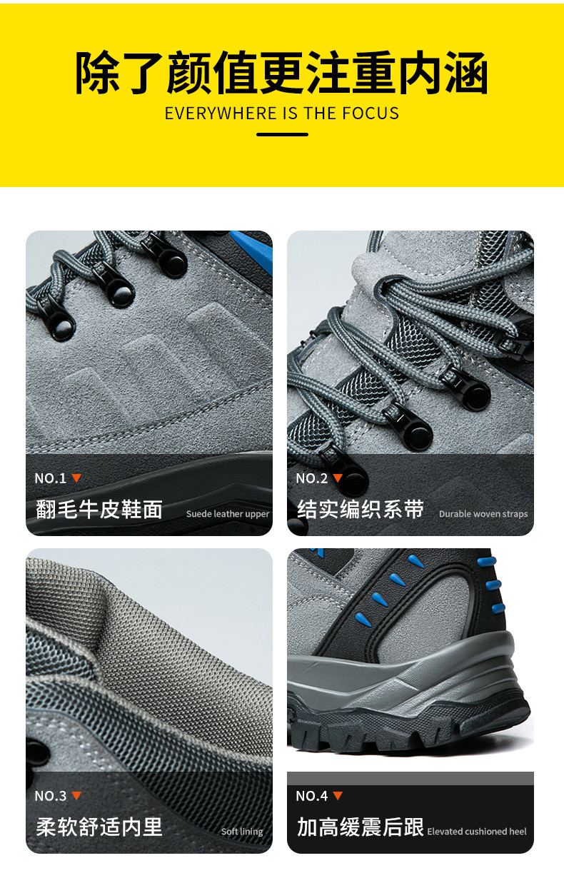 Men'S Welding Safety Shoes Comfortable Suede Work Boots 3mm Kevlar Safety Shoes Rubber Work Shoes