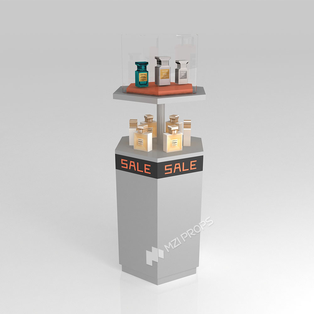GDR05-JC04 Retail Display Rack with Laminated Board and Orange Acrylic Assembled Box for Luxury Retail