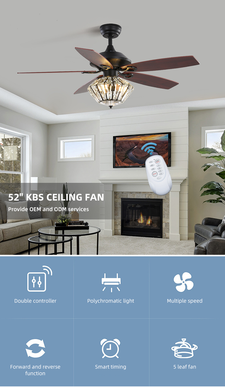 Industrial 65W Low Profile Metal Blade Ceiling Fan with light 120V AC DC Motor