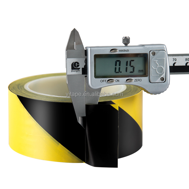 Black PVC Waterproof Self Adhesive Floor Warning Tape Acrylic Adhesive Caution Floor Tape