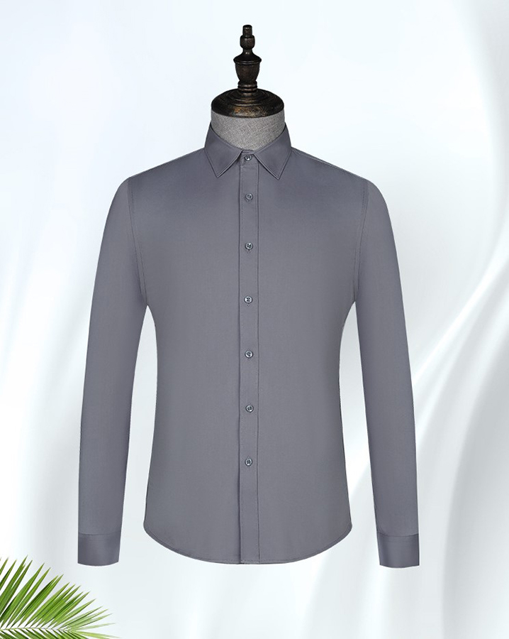 Men's Blue Stripe Long Sleeve Non-ironing Formal Bamboo Fiber Dress Shirt for Men