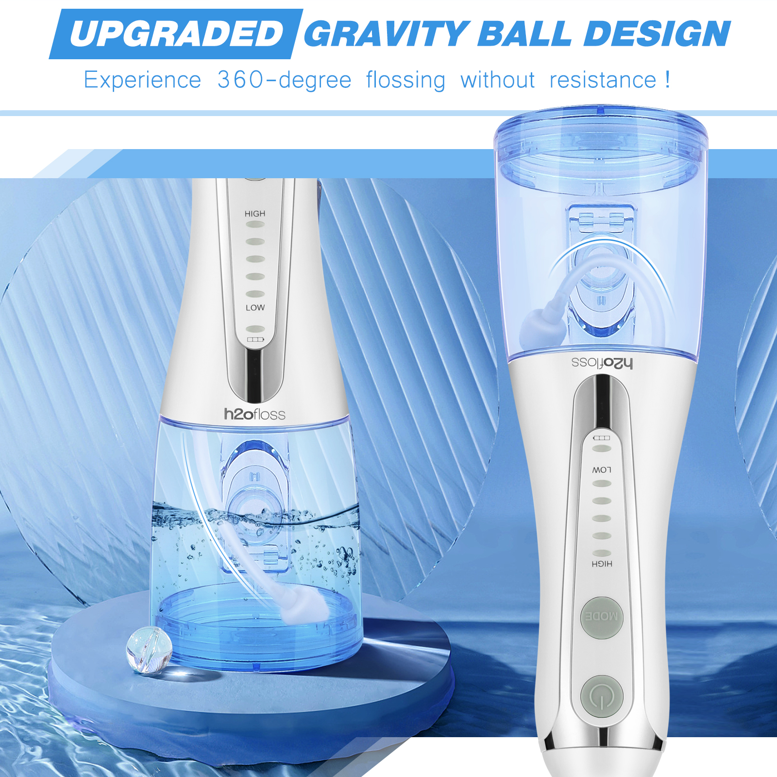 ABS Water Flosser Professional Cordless Dental Oral Irrigator 360 rotated