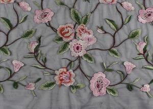 China Gray Polyester Flower 3D Embroidered Lace Fabric By The Yard For Lady Dress on sale