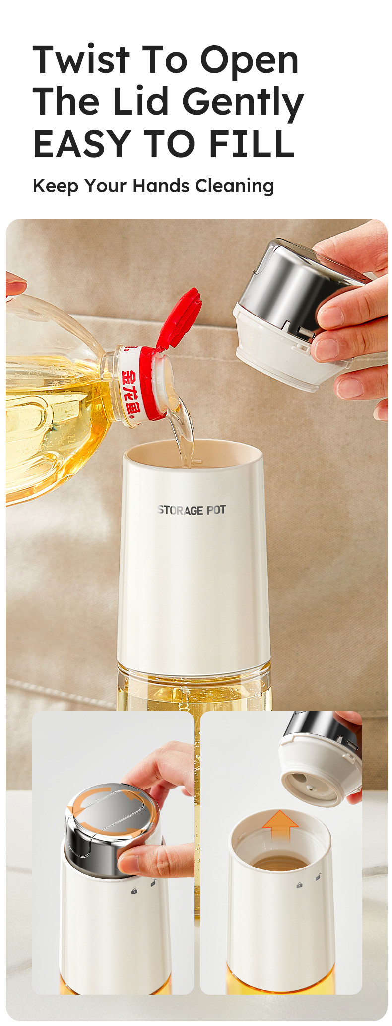 280ml 500ml Kitchen Glass Auto Flip Oil Dispenser Cooking Leakproof No Drip Stainless Steel Cap Oil Container Soy Sauce Bottle