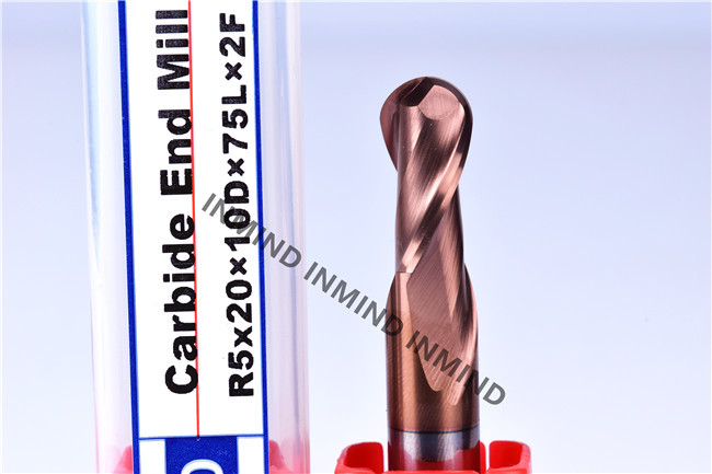 10 mm High Precision Ball Nose End Mill with HRC55 TiSiN Coating , 0.5 UM grain size
