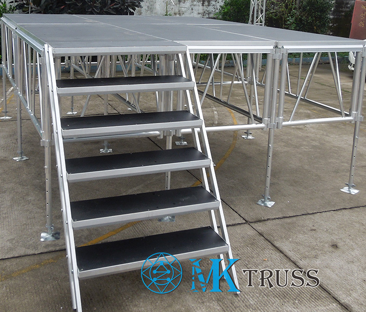 4'x8' Adjustable Event Stage Platform with Aluminum Stage Assembly and 18mm Plywood