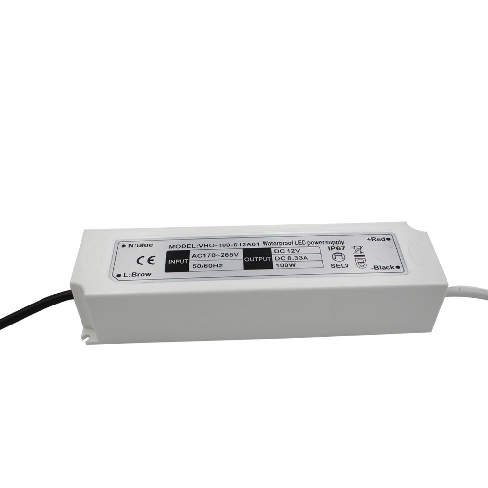 100W 12V Cooler Strip Light LED Driver Waterproof IP67 Plastic Power Supply