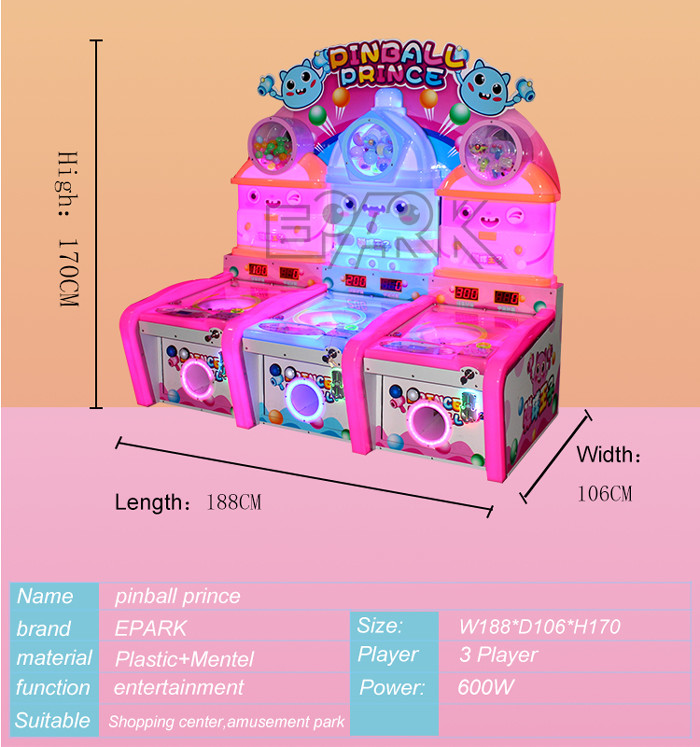 3 Player Virtual Pinball Game Machine Coin Operated 220V For Kids