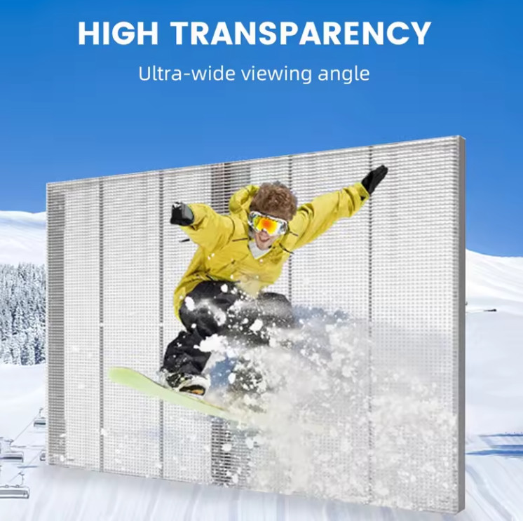 Transparent Led Screen Outdoor Fixed LED Screen Definition Transparent Display 100000 Hours Lifetime With 14 Gray Scale