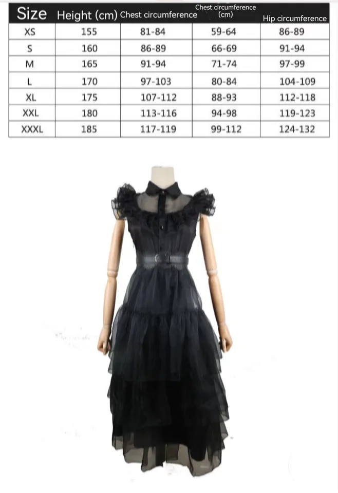Women's Wednesday Addams Black Skirt Halloween Cosplay Costume for Stage Dancerwear