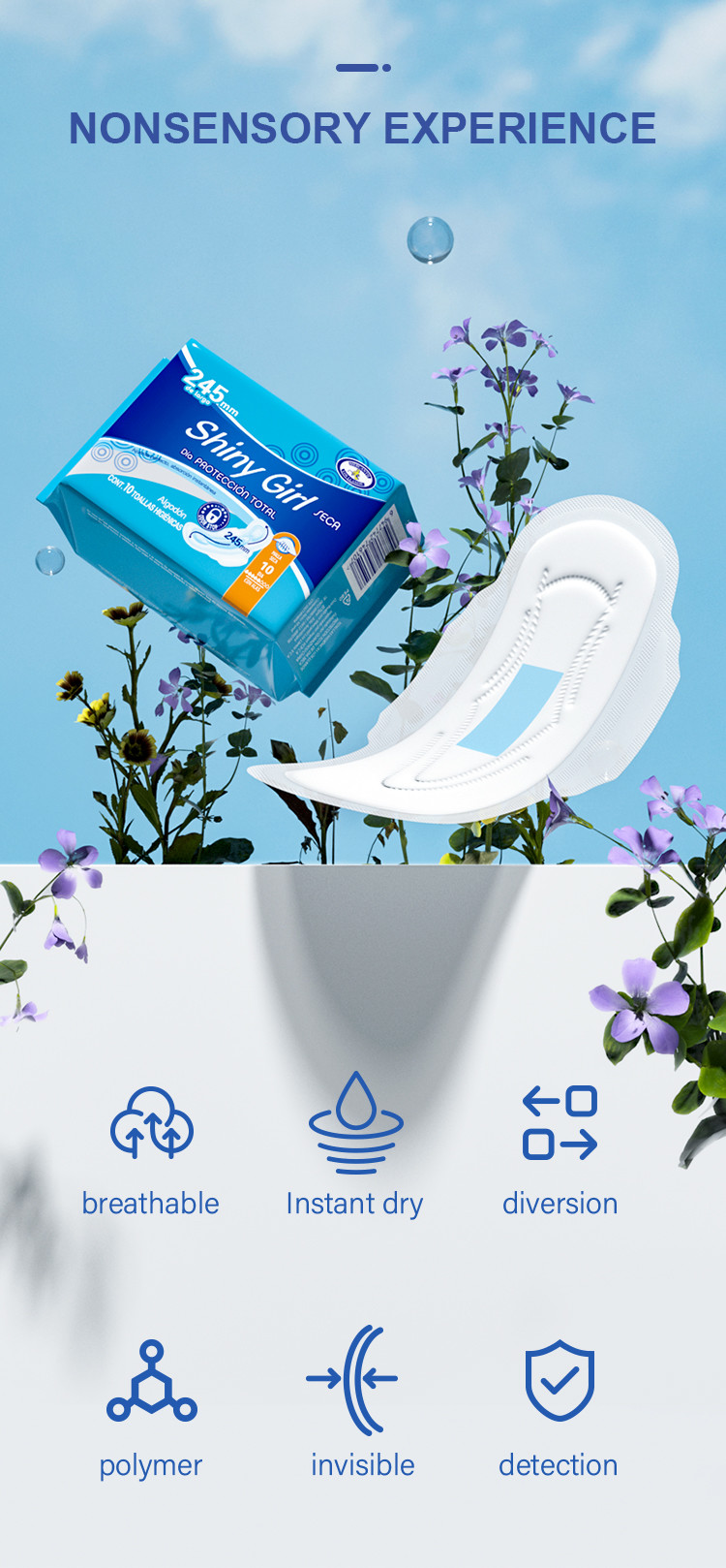 Super Absorbent Organic Cotton 155mm Sanitary Pads Panty Liners