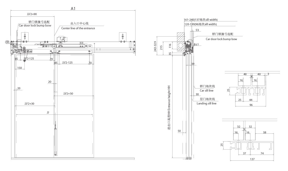 Self Weight Door Closing Mode Elevator Spare Parts Interlock Contact Voltage DC110V AC220V