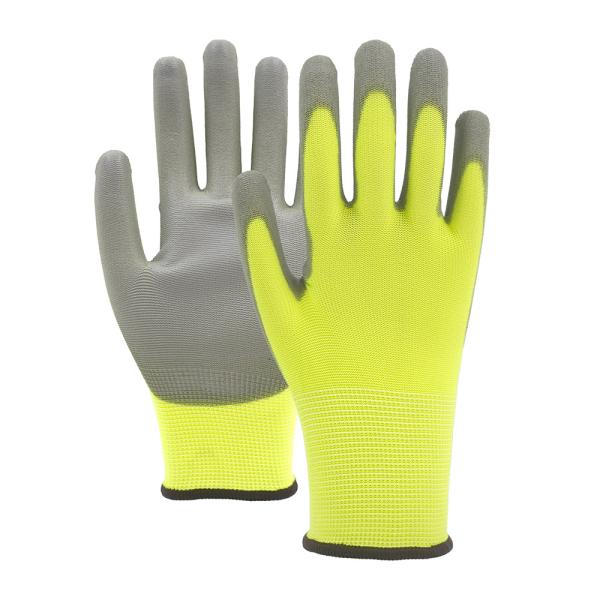 13 Gauge Polyester PU Work Gloves Wear Resistant Industrial Hand Protection
