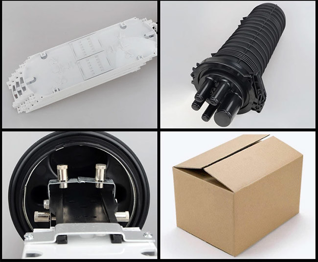 Black Fiber Optic Enclosure Vertical 96 Core 2 Inlet 2 Outlet ABS Material