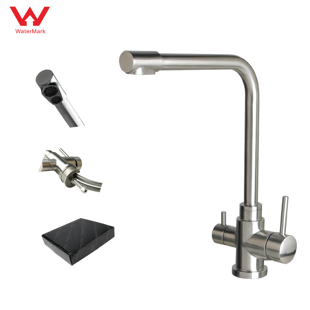 Black Stainless Steel 304/316 Kitchen Sink Faucet Pure Water Filter Mixer Tap 3 Way Dual Handles Deck Mounted RO Faucet