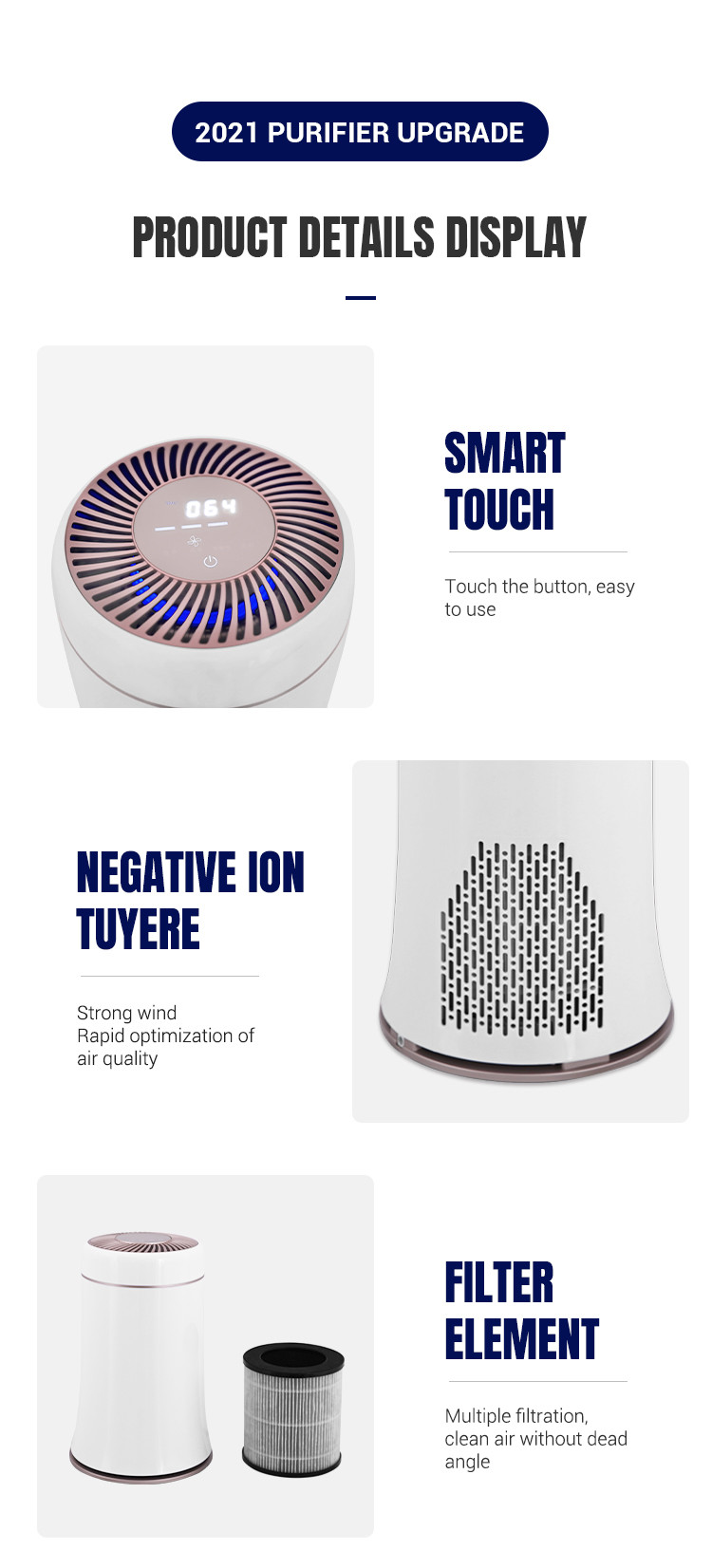 Home Deep UV Sterilizer PM2.5 Monitoring UVC Hepa Filter Air Purifier