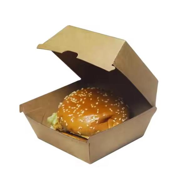 Custom Order Accepted Food Grade Kraft Burger Box for Eco-Friendly Fast Food