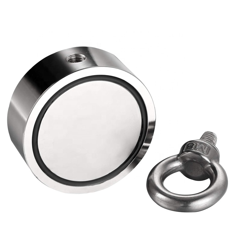 2.75" Rare Earth Neodymium Fishing Magnet with 1000lbs Strength and Ropes Provided