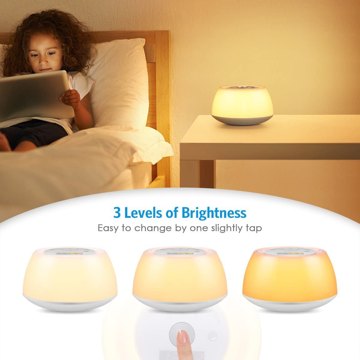 3 Levels Brightness Multicolor 3W Wake Up Alarm Clock Light Touch Sensor