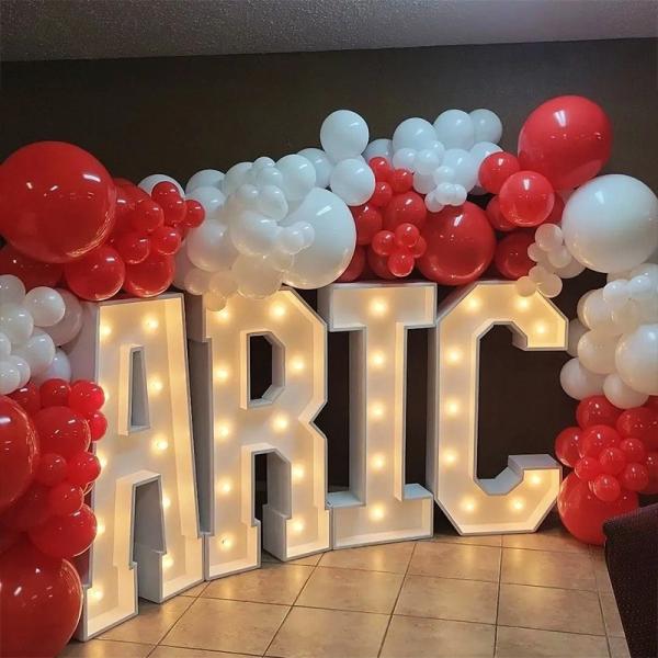 LED Bulb Sign Letter for Wedding Birthday Events With Stainless Steel Marquee