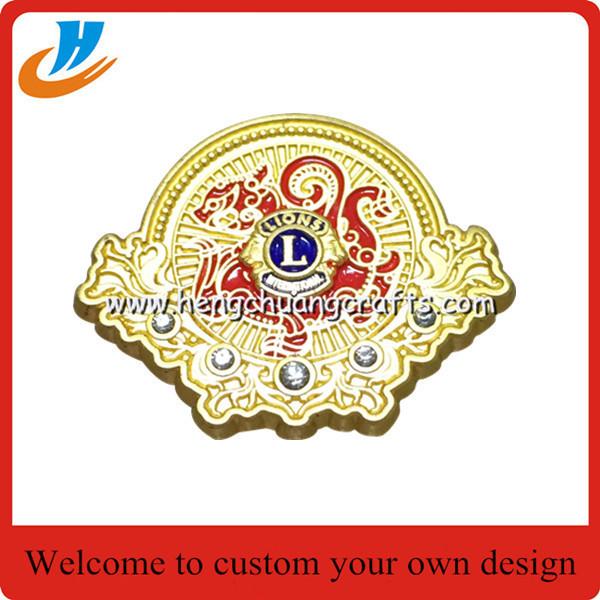 Lion club pins high quality custom/free design metal pin gold,silver,copper