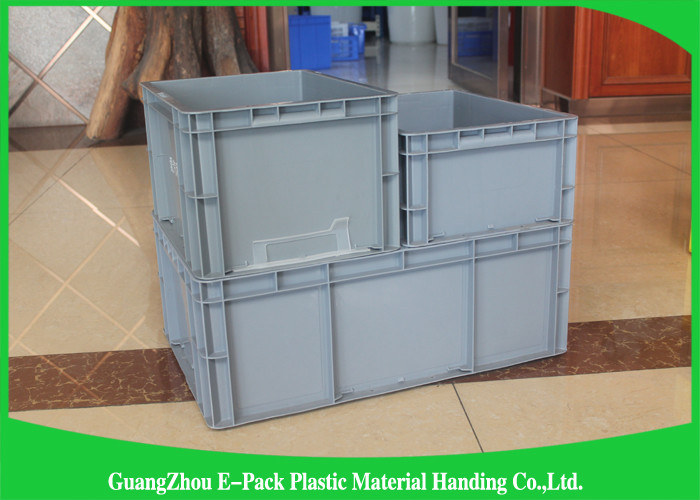 Grey Industrial Euro Stacking Containers Foldable Transport Non - Slip PP