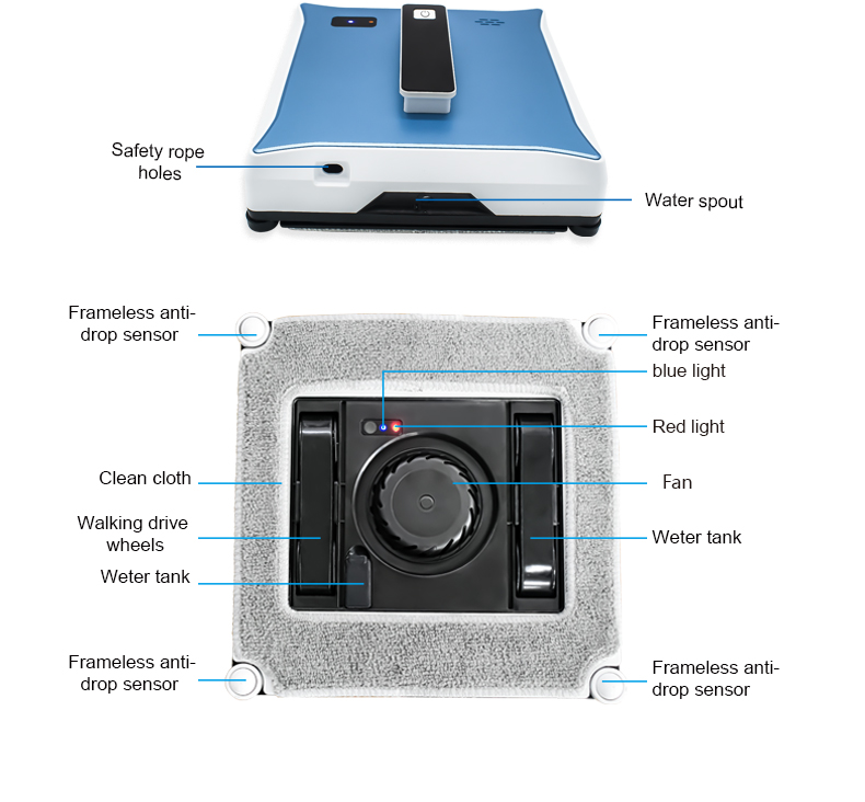 Smart Window Cleaner Robot With Tuya App Control And Anti Falling Safety Features