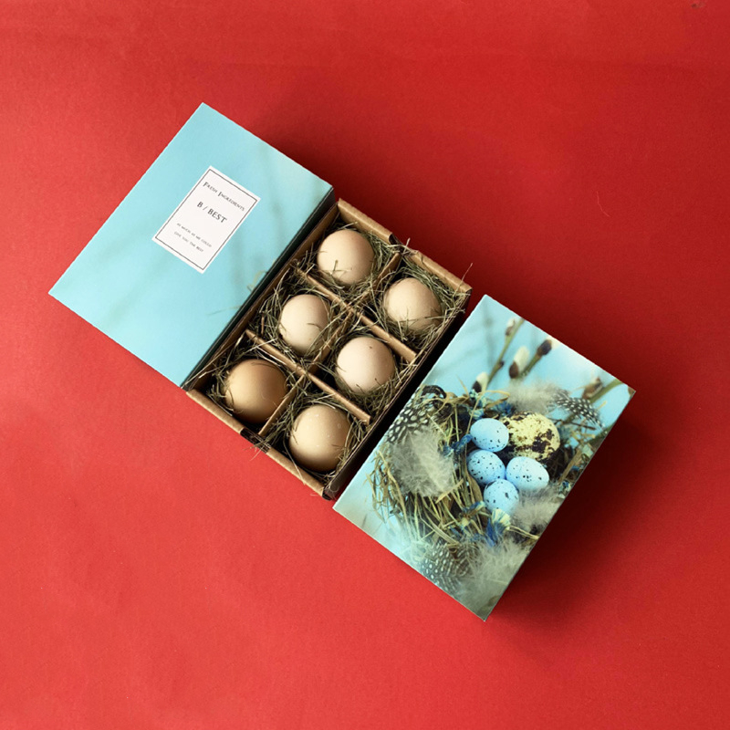 Corrugated Cardboard Egg Packaging For 6 Eggs With Gold Foil Unique Decorative Custom