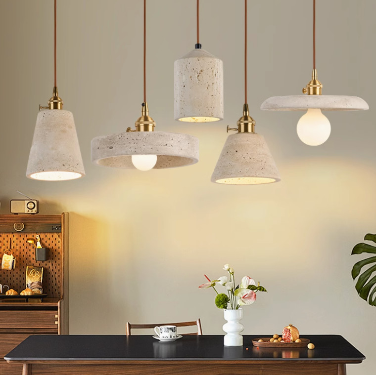 Yellow travertine wooden pendant lamp bedroom for home decorator interior stone pendant lamp