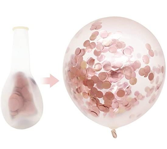 Green Balloons + White Balloons + Confetti Balloons w/Ribbon | Rosegold Balloons for Parties