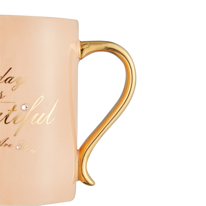 Wholesale Custom 400ml Pink Gift Cup Sublimation Reusable Coffee Ceramic Mug With Spoon
