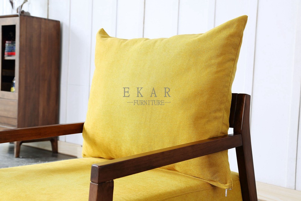 Solid Wood Frame Wooden Fabric Leisure Chair