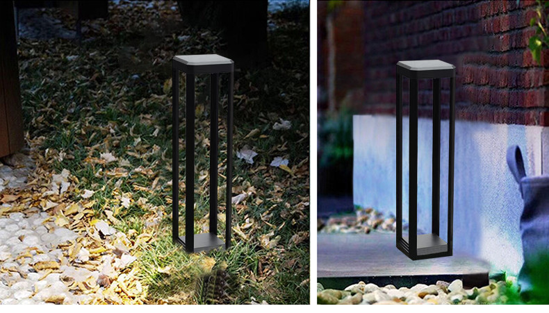 Led Lawn Lamp Aluminum 120*150*600mm 7w 3000k Black