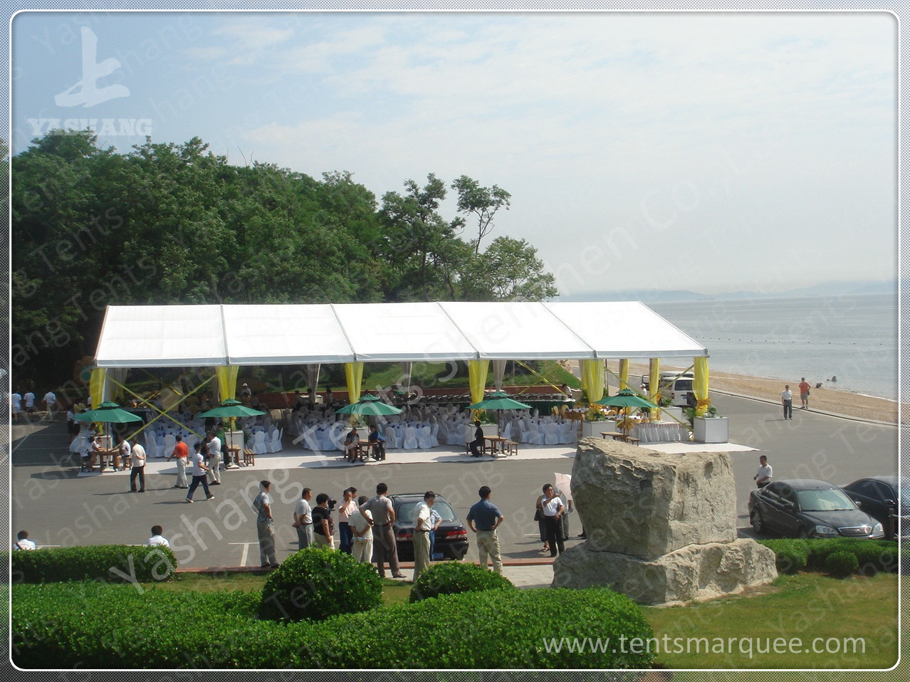 White Lining Decorated Special Event Tents / Transparent Glass Wall Tents For Outdoor Events