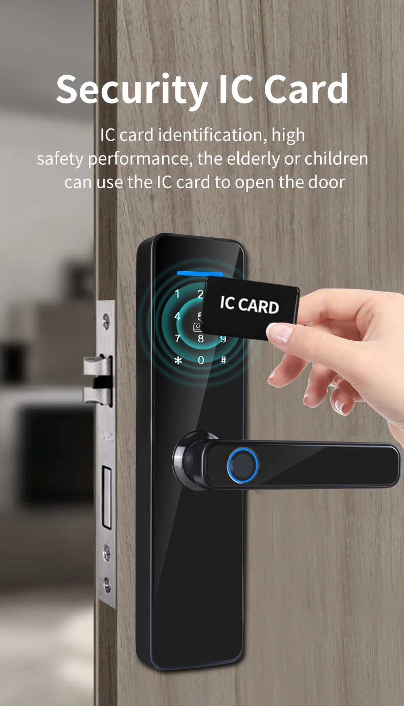 Bluetooth Intelligent Door Lock Black Tuya Wifi Smart Lock Advanced Unlocking
