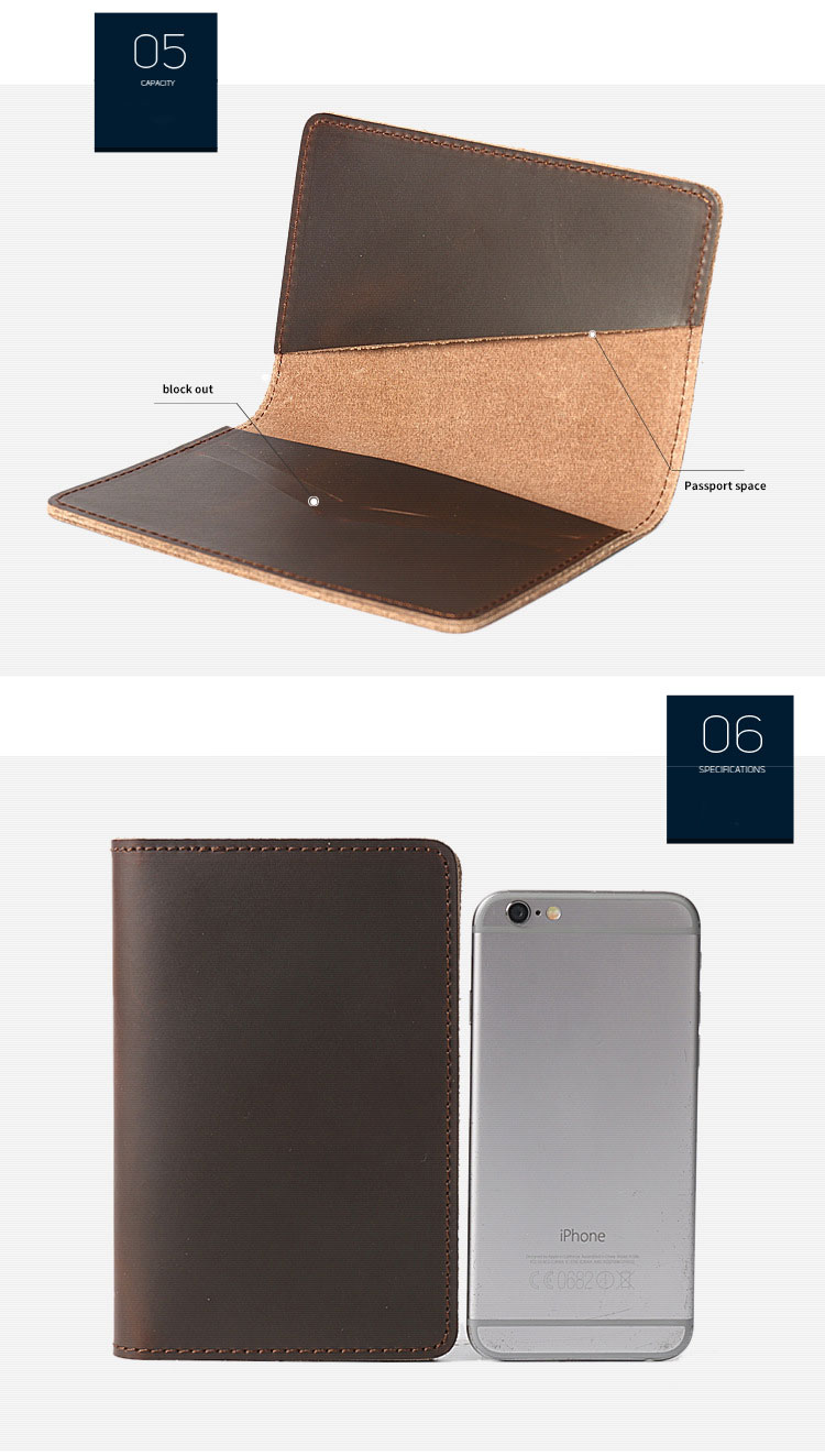 Custom Genuine Leather Passport Wallets Holder For Men Women Vintage Style 4 Card Slot