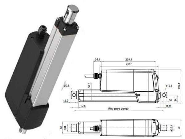 DC Electric Actuators IP69K 12V /24V 1600KG Loading For Food, Beverage