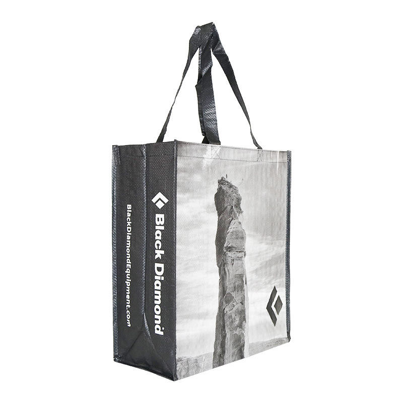 Full Printing Cross Stitched PP Woven Shopping Bag with Mesh Pocket