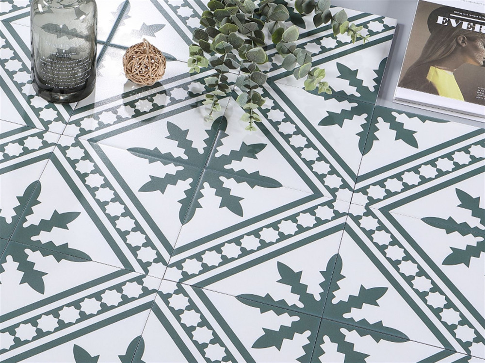 Green And Beige 200x200mm Indoor Floor Tile For Dining Room And scratch-resistant Ceramic Rustic Tiles For Living Room