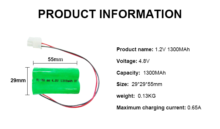 Customized Rechargeable Rc Car Battery 4.8v 1300mah Ni-Mh Battery Pack
