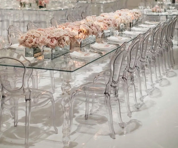 Rectangular Acrylic Folding Banquet Table Transparent 200x100x75cm